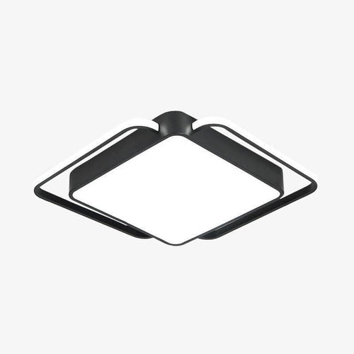 Plafonnier design LED carré et bords arrondis noir et blanc Bwart