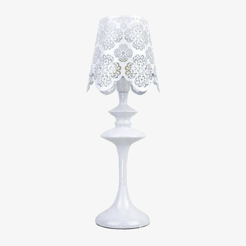 Lampe de chevet moderne avec abat-jour fleuri (noir ou blanc)