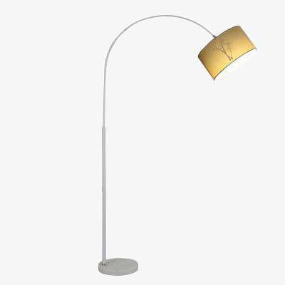 Lampadaire design avec abat-jour en tissu suspendu