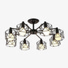 Plafonnier vintage noir avec lampes en cage