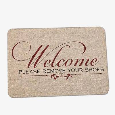 Welcome please" rectangle doormat