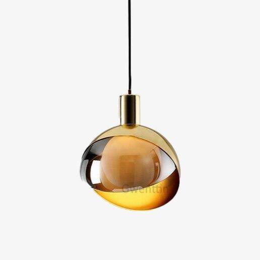 Lámpara de suspensión design LED con pantalla esférica de metal dorado Loft