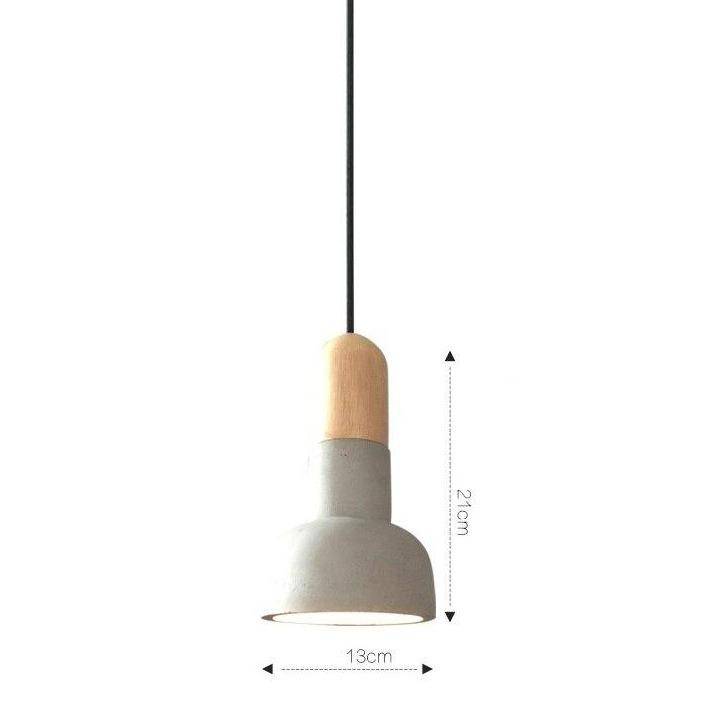 pendant light Loft wood and cement rounded LED design