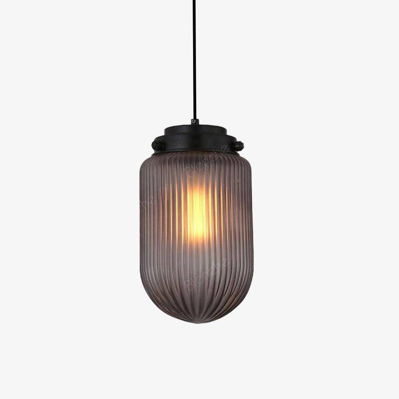 pendant light LED design in oval glass and industrial metal