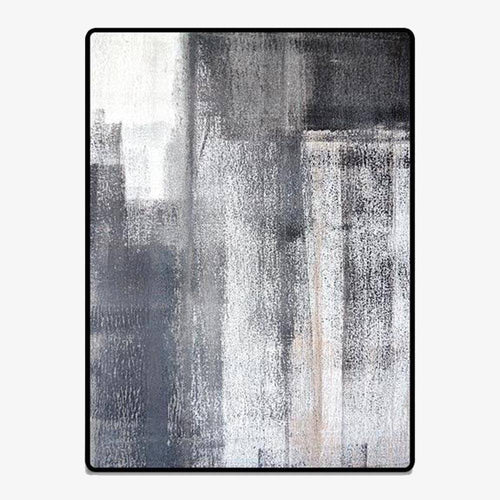 Tapis rectangle moderne noir et blanc Ink A