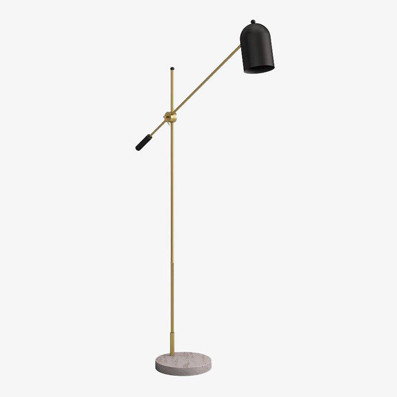 Lámpara de pie design LED oro con pantalla negra y base de mármol