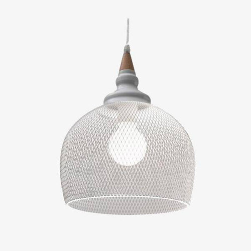 Suspension moderne LED avec abat-jour cage blanche style industriel