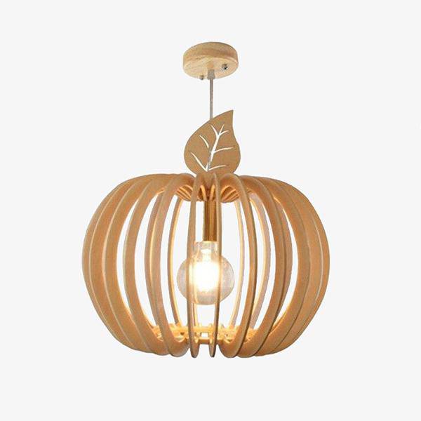 Suspension moderne LED ronde en bois style Ouovo