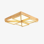 Plafonnier en bois en forme de carré et triangles