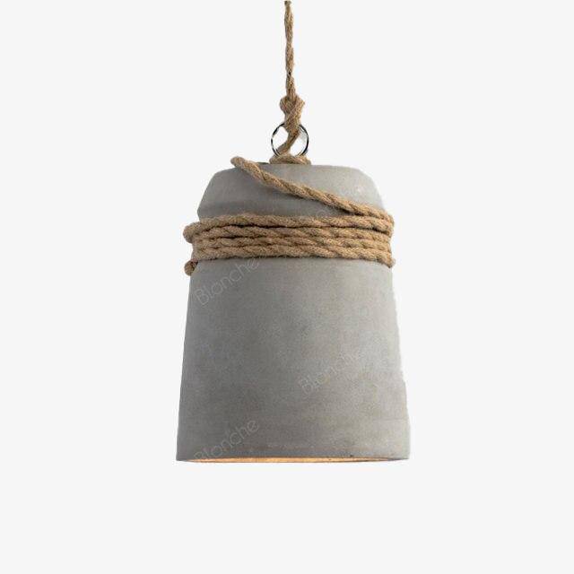 pendant light LED design with lampshade cement and rustic rope