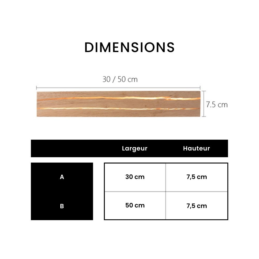 Applique murale design à LED rectangle en bois scandinave - vue 5 sur 4