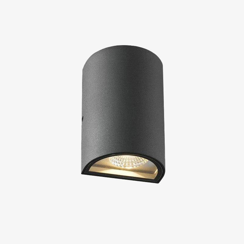 wall lamp exterior LED rounded design in aluminium (black or grey)