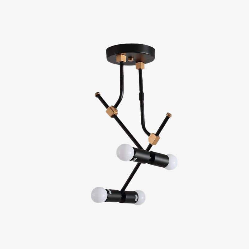 Lámpara de suspensión LED moderno en metal negro y ramas retro