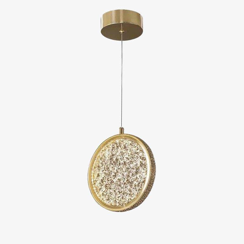 pendant light gold LED design in disc and glass Luxury