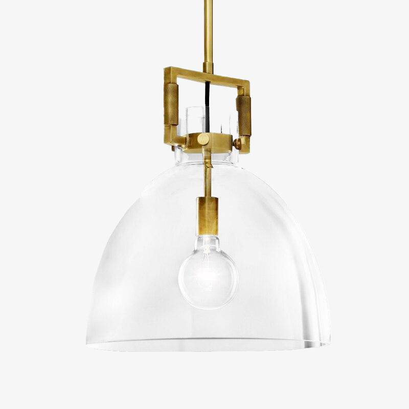 Lámpara de suspensión design LED con pantalla de cristal y metal dorado Luz
