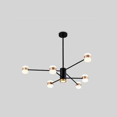 Lustre design LED en métal noir avec plusieurs lampes rose gold Fly