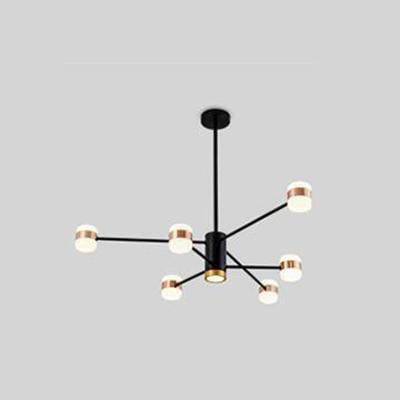 LED design chandelier in black metal with several pink gold lamps Fly