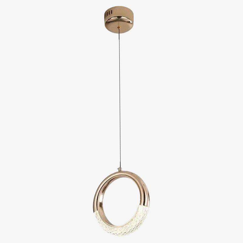 Suspension design Led avec anneau doré style Ring Light