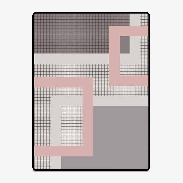 Tapis moderne gris et rose style géométrique