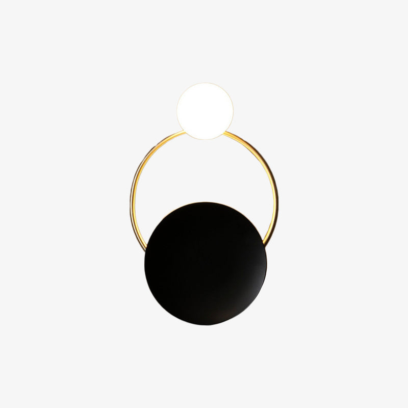 Applique design LED rond et cercles raffinés doré et noir Art