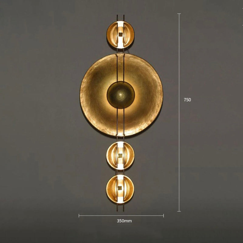 Applique murale design à LED avec plusieurs disques en métal doré Luxury