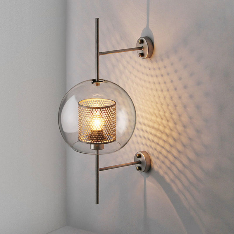 wall lamp retro glass and metal wall