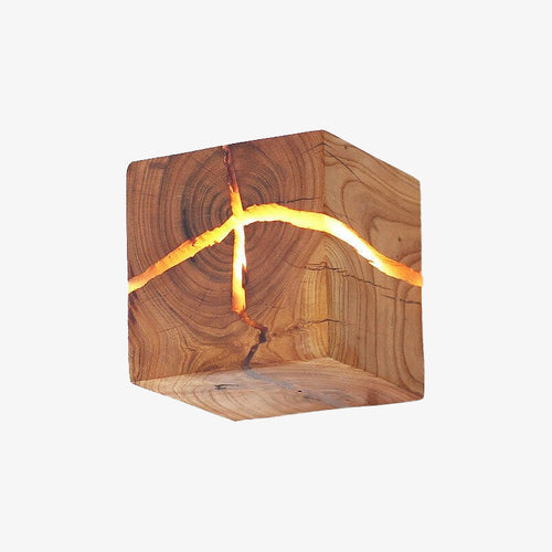Applique murale scandinave LED cube en bois Lymena