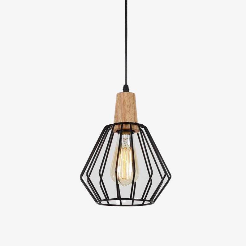 pendant light LED design with industrial metal cage