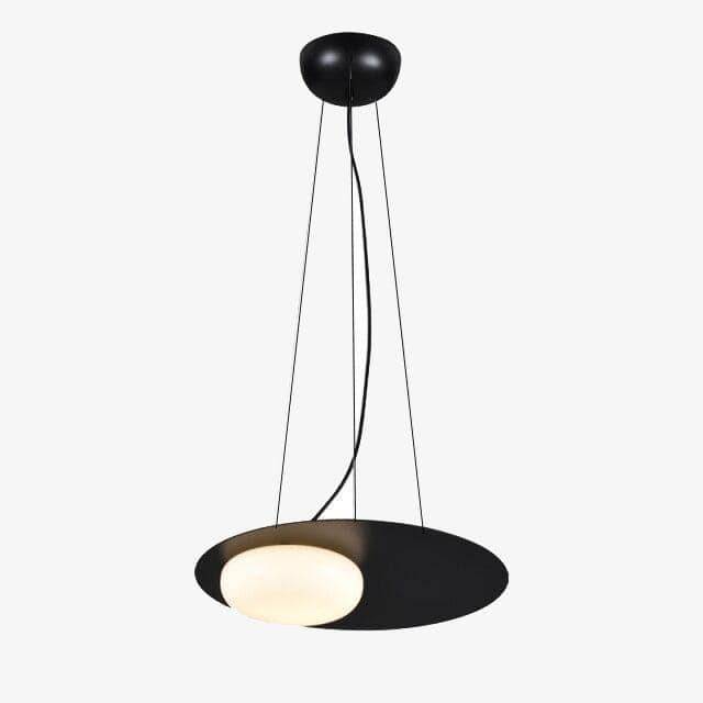 pendant light LED design with black metal disc in Ribbon Loft style