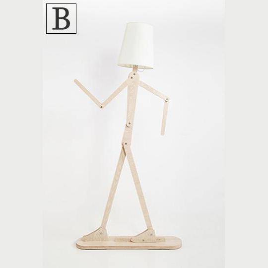 Lampadaire en bois en forme de bonhomme style japonais