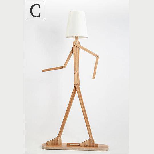 Lampadaire en bois en forme de bonhomme style japonais