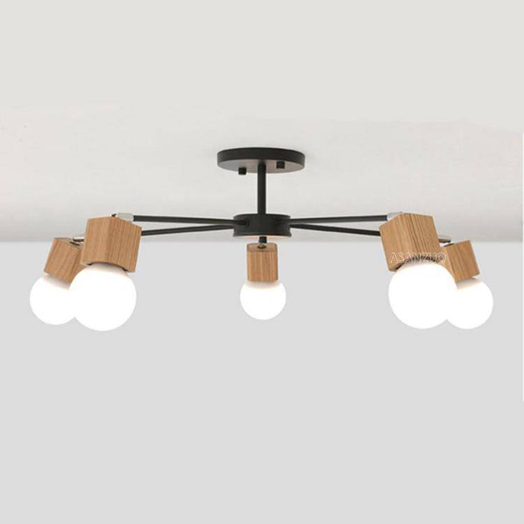 Plafonnier LED en bois et métal à une ou plusieurs lampes - vue 9 sur 8