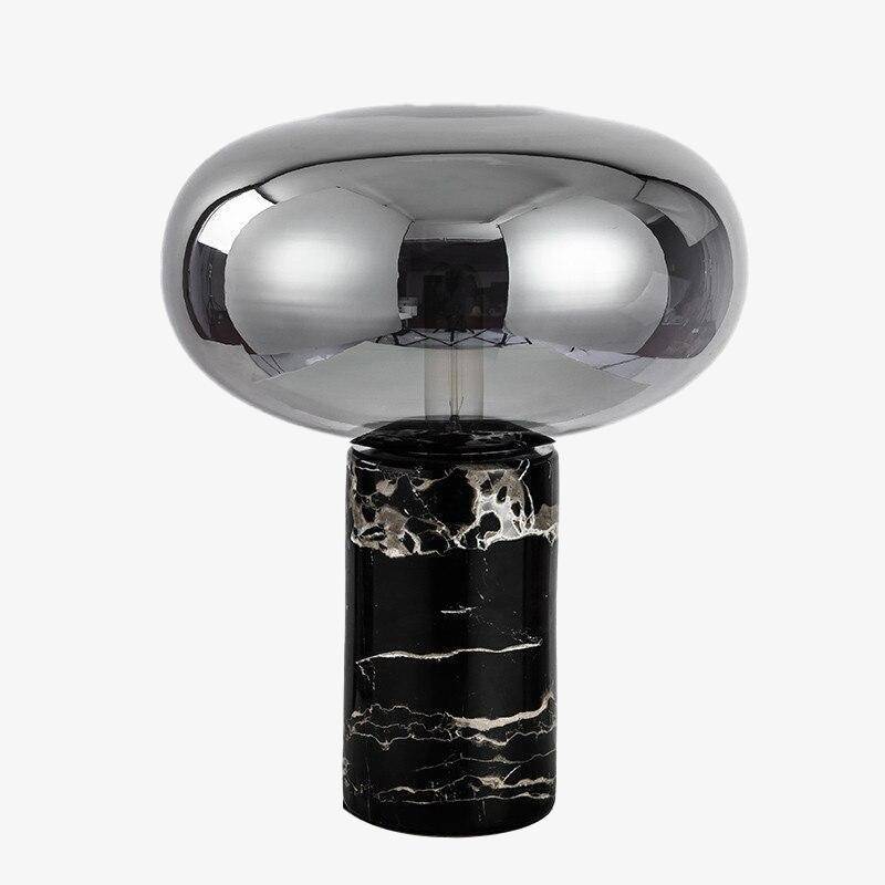 Lampe à poser LED en marbre et verre coloré Domino