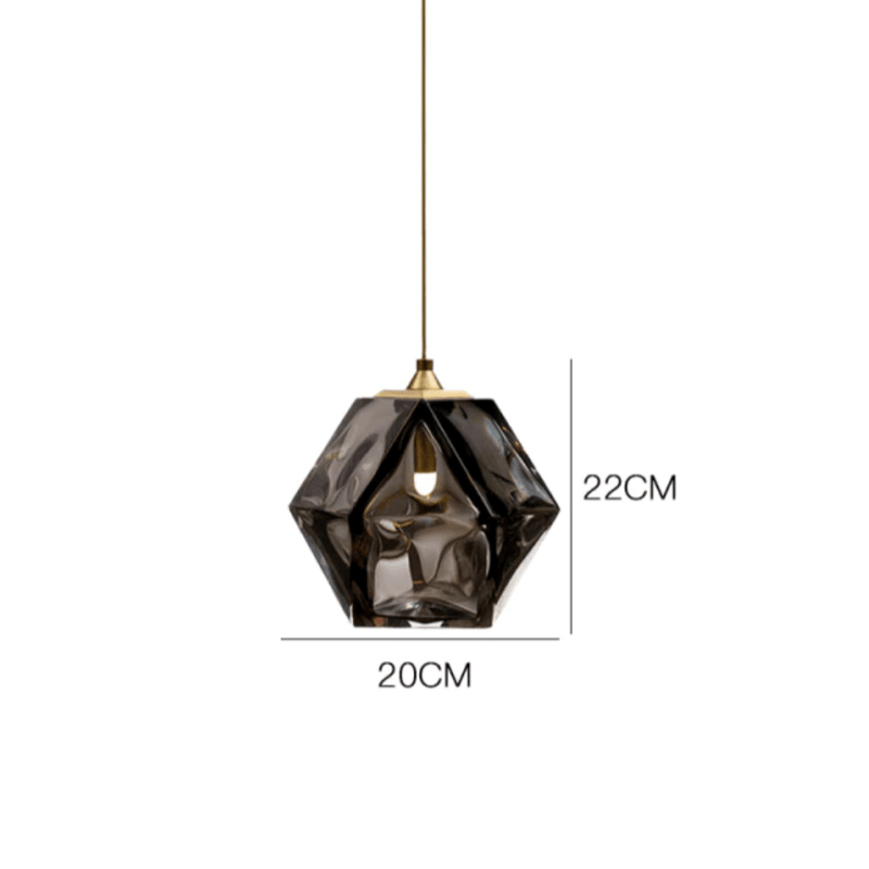 pendant light colored diamond design in crystal glass