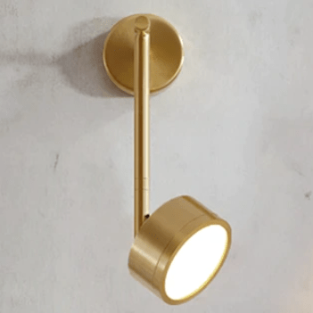 Aplique LED con lámpara cilíndrica y tallo dorado Lofty