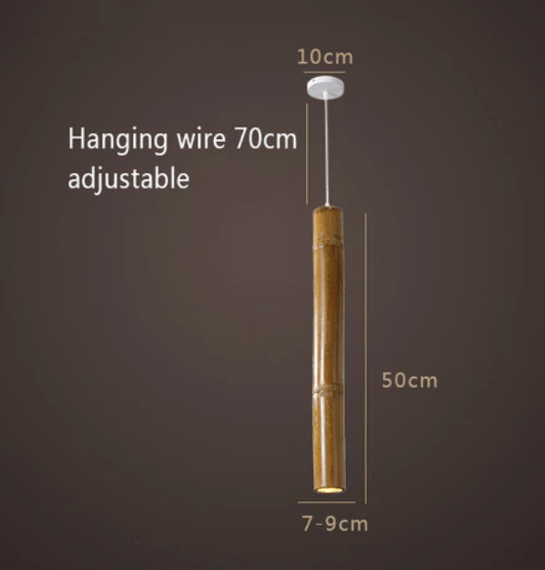 Suspension en bambou LED en forme cylindrique style Hang
