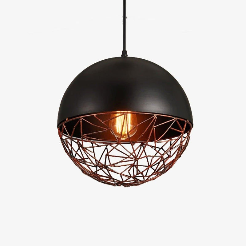 pendant light LED design with lampshade rounded metal and Edison bulb