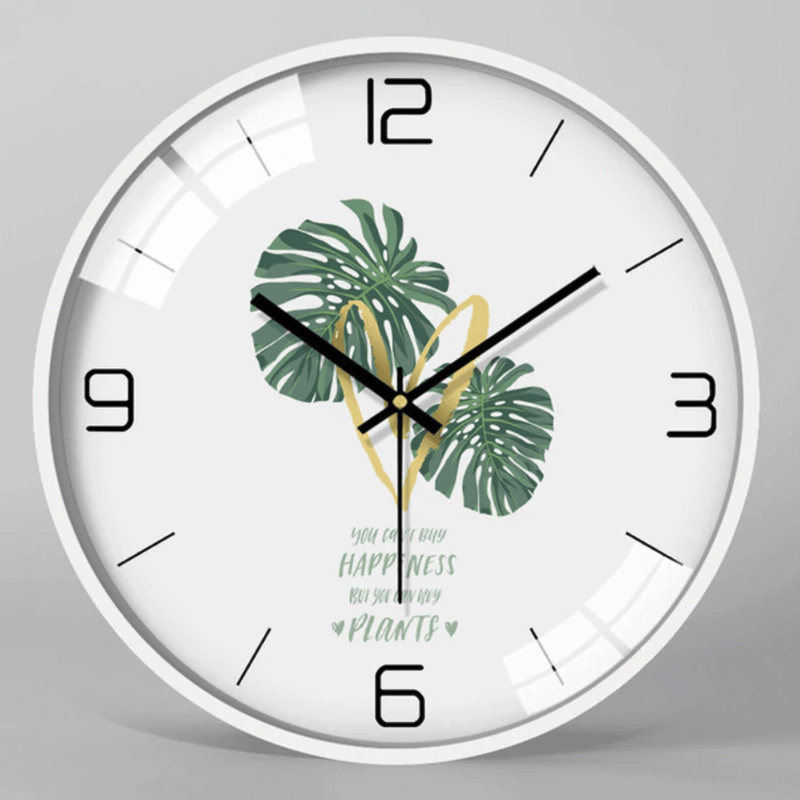 Round white modern wall clock with Silent pattern