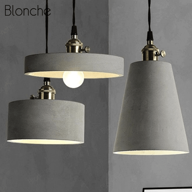 pendant light gray LED design with lampshade in cement Loft