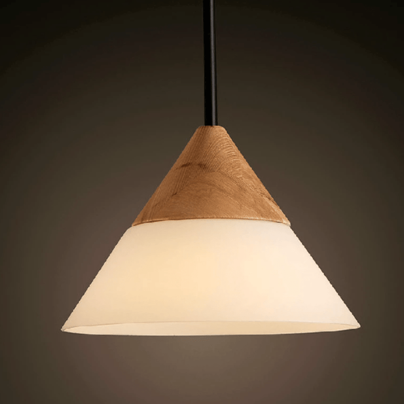 Suspension design à LED avec abat-jour en bois et verre Loft