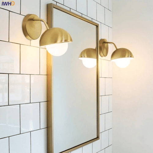 wall lamp LED design wall lampshade rounded gold Light