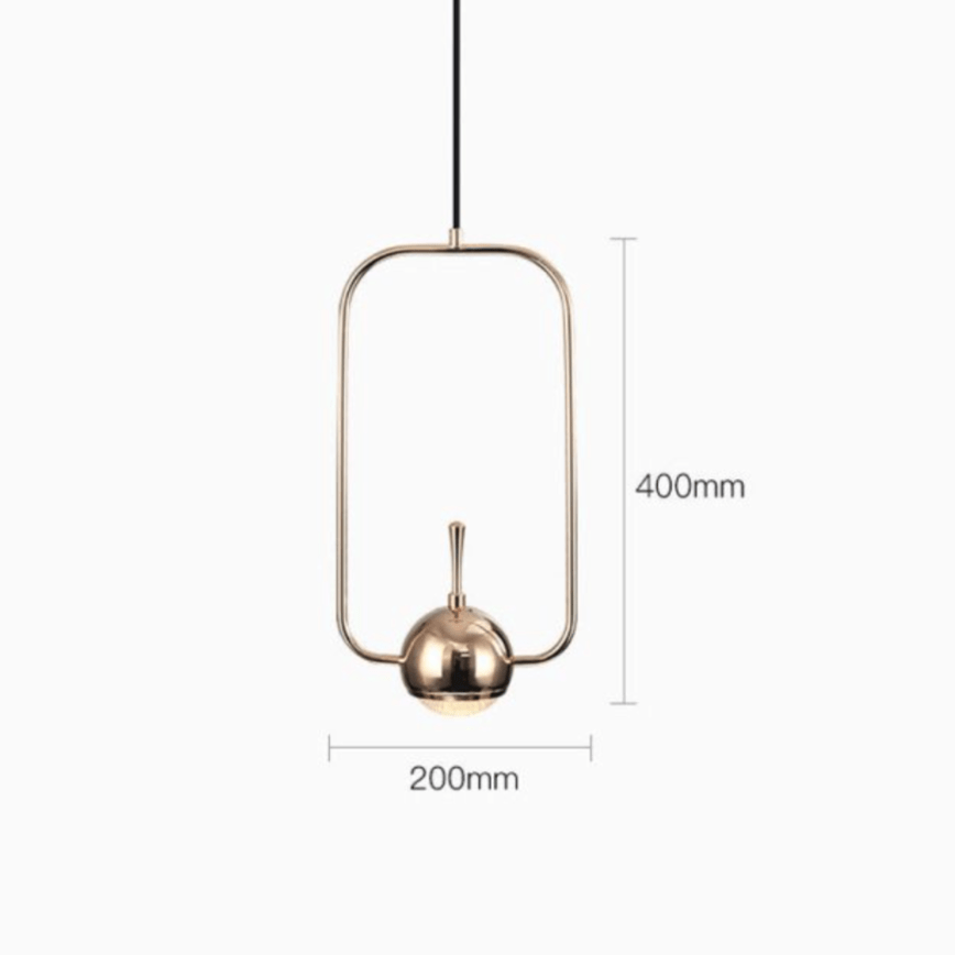 Suspension design de plusieurs forme dorée avec boule à LED - vue 6 sur 8