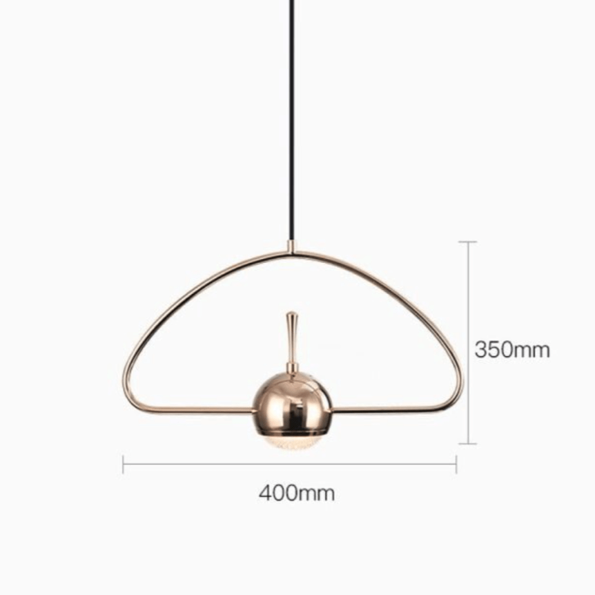 Suspension design de plusieurs forme dorée avec boule à LED - vue 5 sur 8