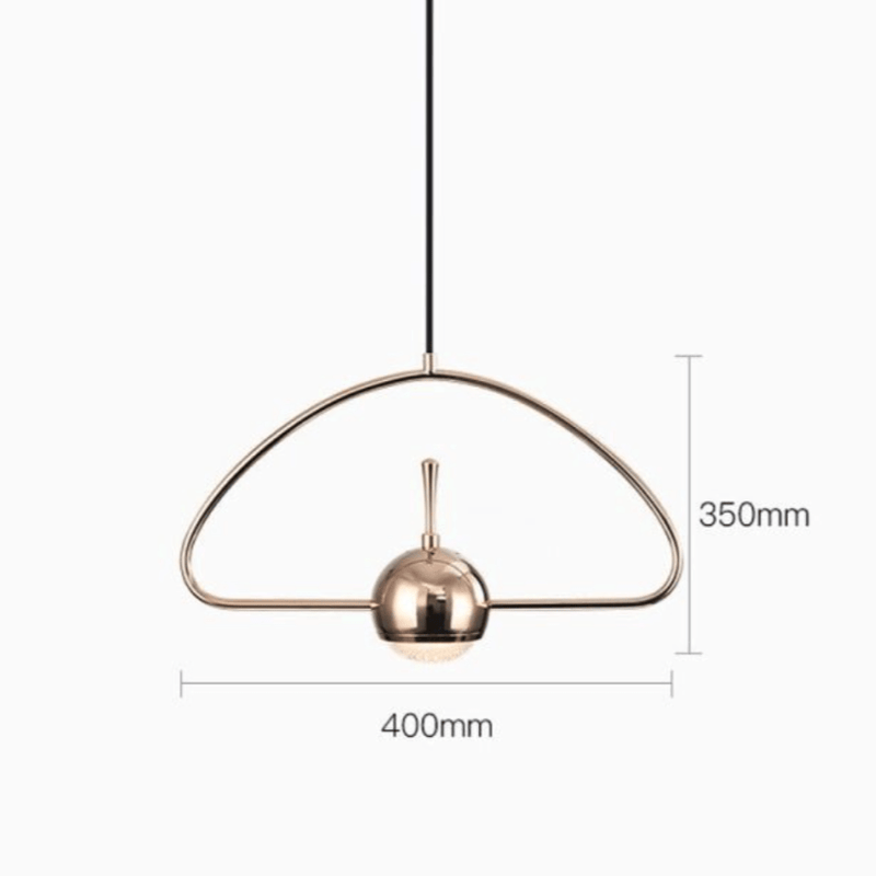 pendant light design of several golden shape with LED ball