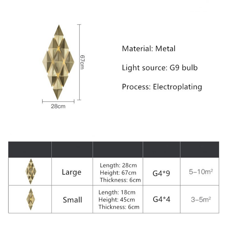 Lámpara de pared moderna en forma de diamante Dyamantina