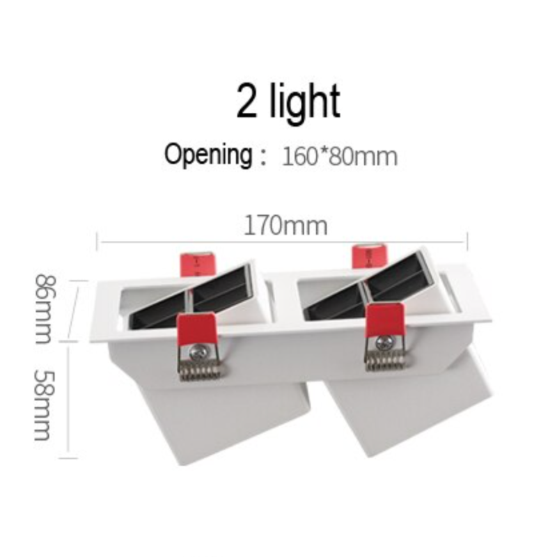 Spotlight modern square LED and 60° adjustable angle Dina