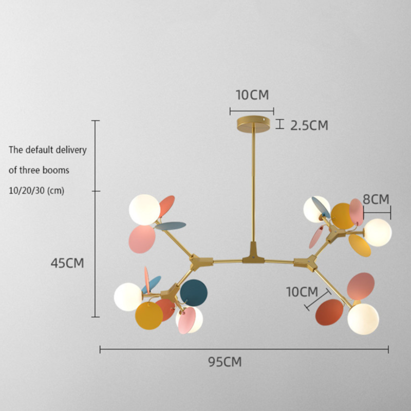 Lustre moderne avec lampes rondes colorées Kebya