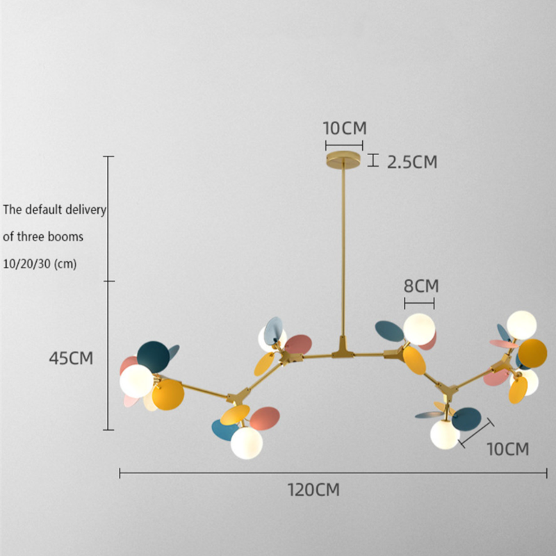 Lustre moderne avec lampes rondes colorées Kebya