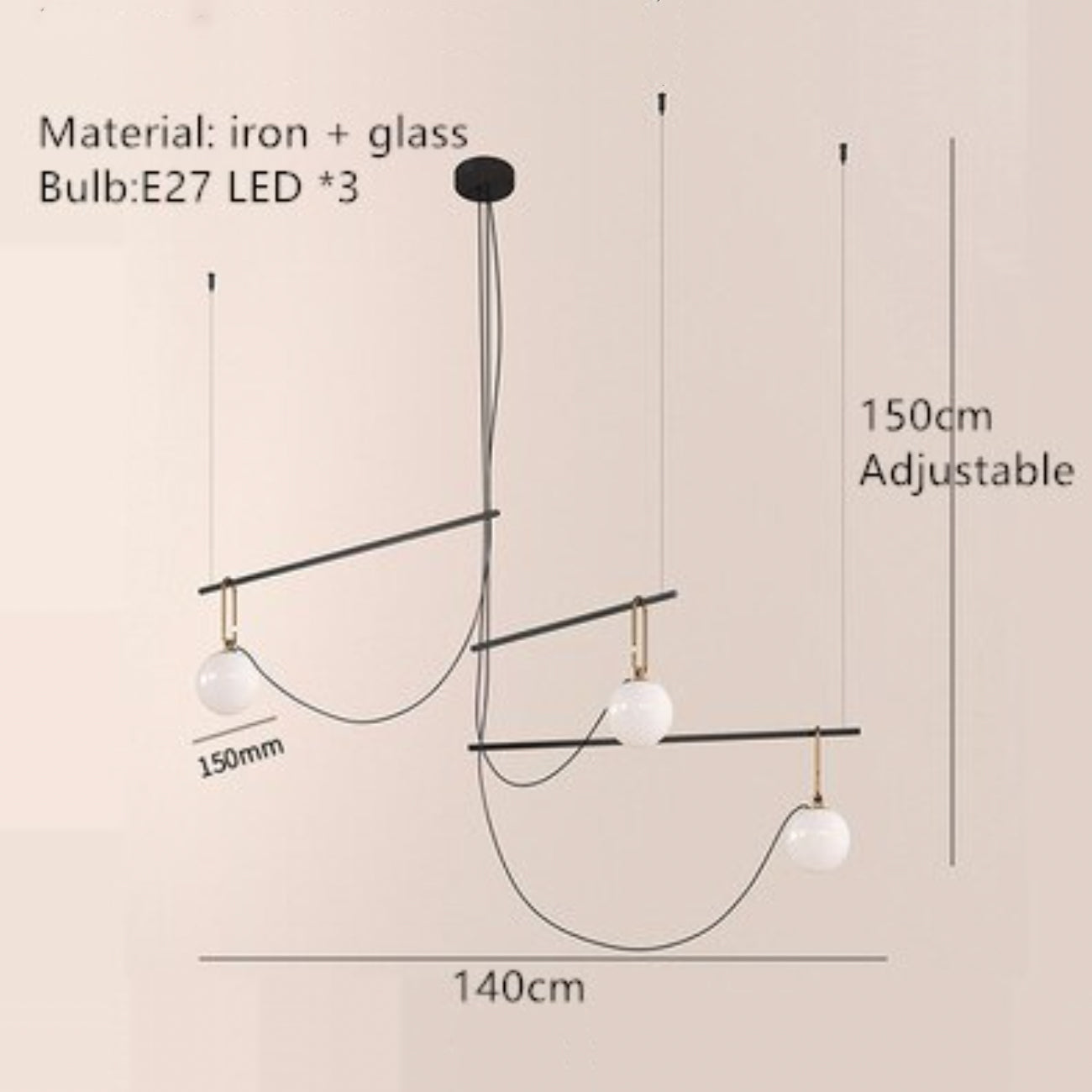 Lustre moderne LED avec un globe en verre Aitné