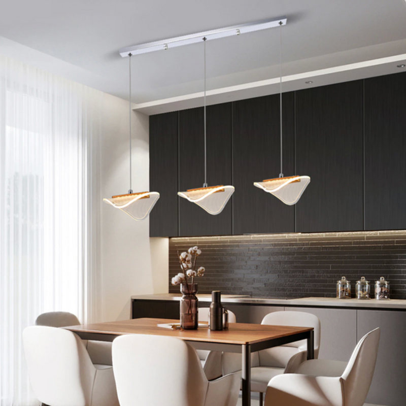 Modern LED chandelier with lampshade white and rounded Astrid